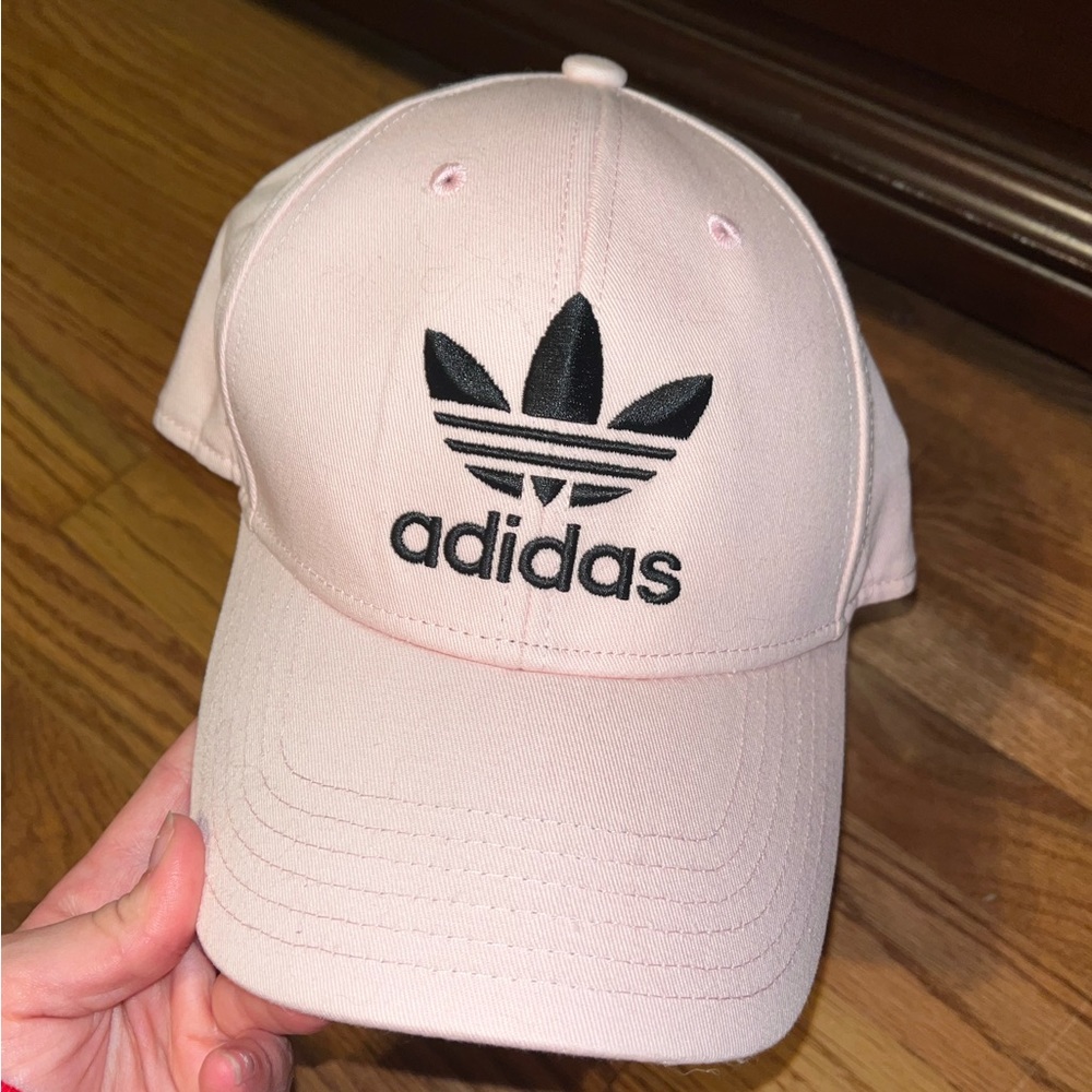 Pink and black adidas ball cap